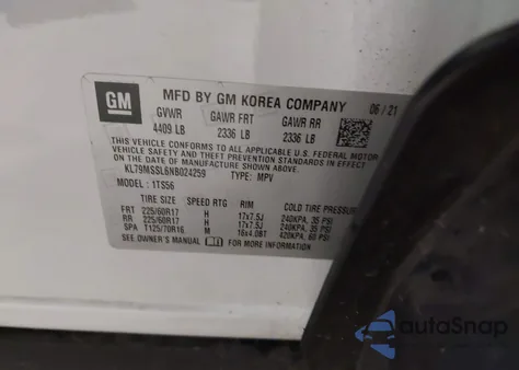 2022 Chevrolet Trailblazer Awd Activ from USA, damaged, VIN KL79MSSL6NB024259